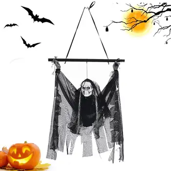 Декор с привидениями на Хэллоуин, настенный декор с летающим скелетом ужасов со светящимися глазами, реквизит для вечеринки на Хэллоуин для тематических вечеринок, Карнавал