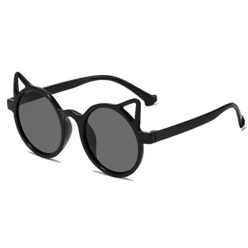 Детские солнцезащитные очки с кошачьими ушками в милой круглой оправе, солнцезащитные очки с защитой от ультрафиолета, детские очки, модные детские солнцезащитные очки, Бесплатная доставка