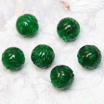 Подлинный Мьянманский Жадеит, Зеленый Нефрит, Резные бусины для изготовления ювелирных изделий, Нитяной браслет 