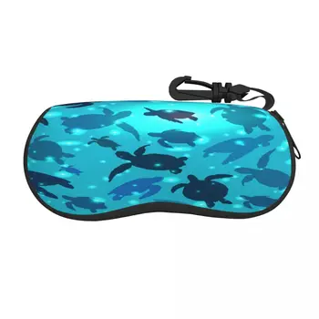 Портативный футляр для очков Морские черепахи плавают в океане Солнцезащитные очки мягкий футляр коробка для очков с ремешком на молнии Футляр для очков