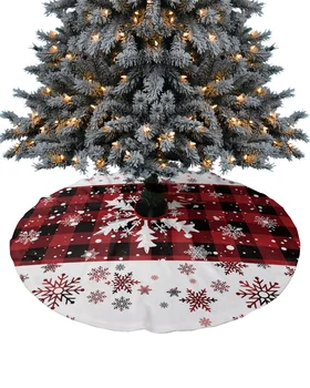 Рождественская юбка в клетку со снежинками, Рождественская елка, Рождественские украшения для дома, товары, Юбки для рождественской елки, базовая крышка
