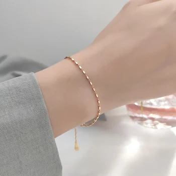 Темперамент Маленькие квадратные аксессуары для рук Женский браслет Модный браслет из розового золота для леди Ювелирные изделия из серебра 925 пробы